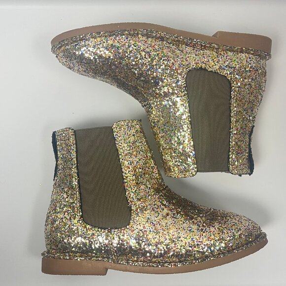 Jcrew Crewcuts Girls Chelsea Silver Glitter Boots - Picture 3 of 7